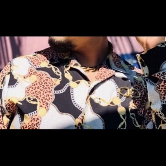 🔥SHEIN Men Leopard & Chain Print Shirt🔥BRAND NEW - Picture 8 of 11
